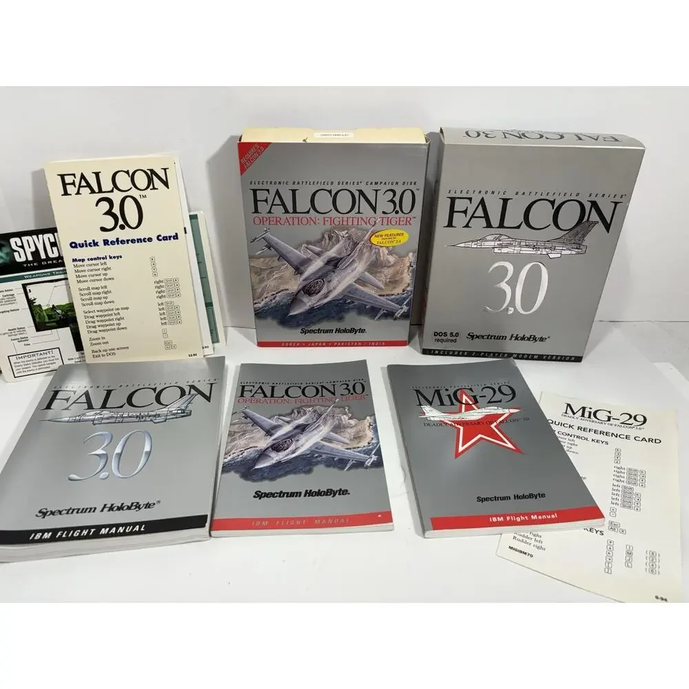 Lot Of Falcon 3.0 Complete Dos‎ SPECTRUM HOLOBYTE IBM Disks Manuals Mig29 Game